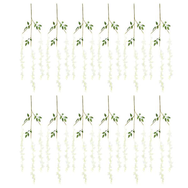 12 st konstgjorda hängande blåregn Simulerad blåregn blommor hängande blomdekorVit110X5CM White 110X5CM