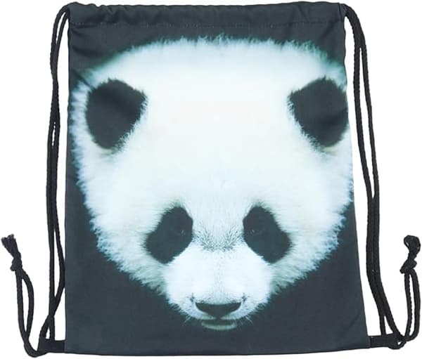 Drawstring Bags Waterproof Drawstring Bag Adjustable Lightweight Gym School Drawstring Backpack for Sports (Panda)