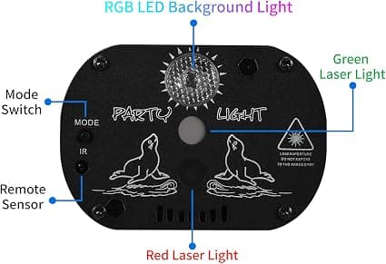 DJ Disco Scenelys Festlamper, LED Lydaktivert Laserlys RGB