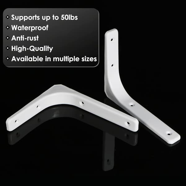 Shelf Bracket Angle Iron Shelf Support Wall Mounted 200mm*150mm, Metal Light White Finish, 4 Pcs