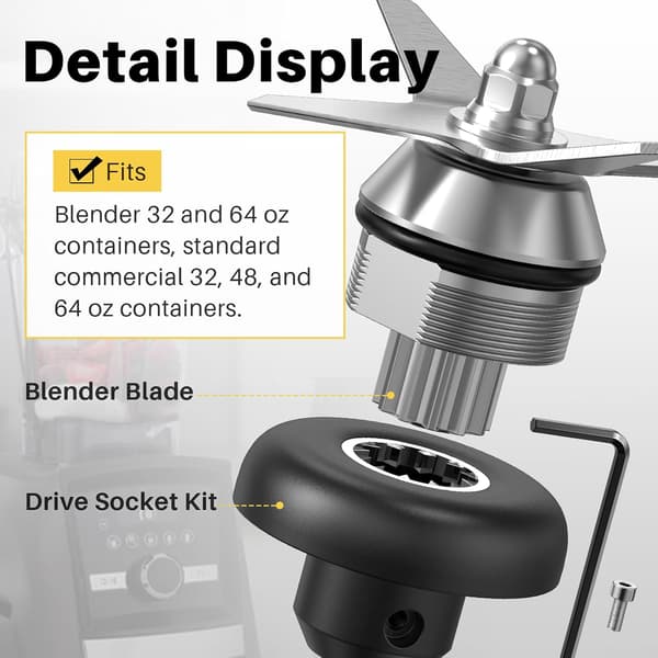 Wet Blade Replacement for Vitamix Blenders, Compatible with 5200 Series and 64oz/32oz Containers, Blender Blade Replacement Part