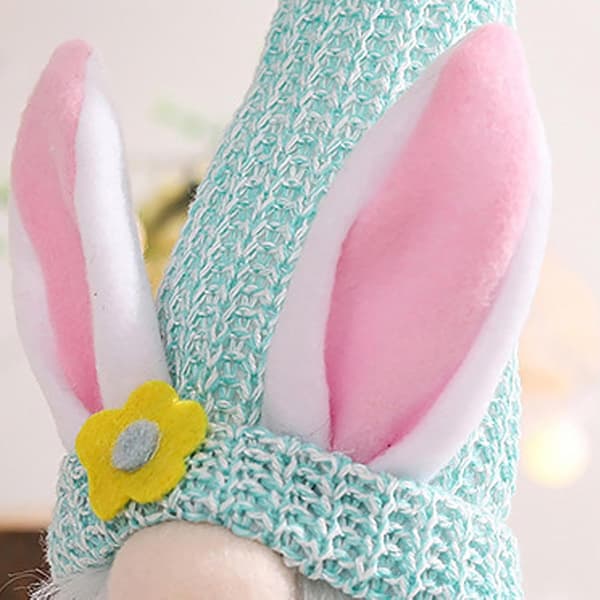 11\" Suede Easter Bunny Gnome with Egg | Scandinavian Spring Decoration for Tiered Tray | Blue