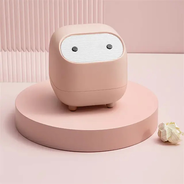 Sööt Mini Ninja Työpöydän Roskakori Kaksoispainalluksella Roskakori Kansi Sopii Useille Kohteille Roskakori (Vaaleanpunainen)