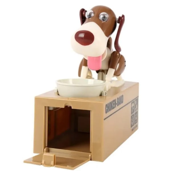 Spargris, My Dog Spargris, Robotic Coin Munching Toy Money Box, Saving Money Coin Bank (brun)