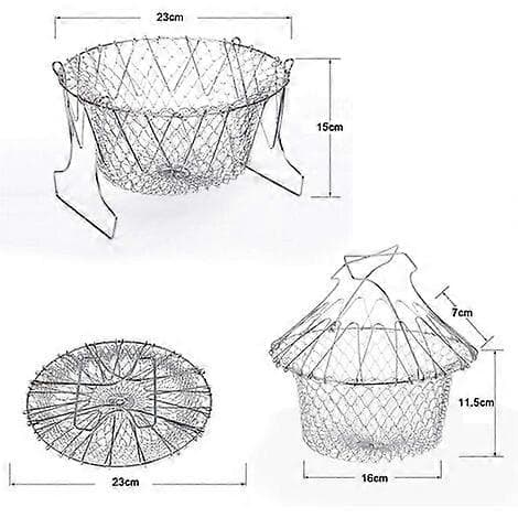 Frying Pan, Salad Basket, Stainless Steel Kitchen Net, Expandable Chef Frying Pan, Telescopic Multifunctional Kitchen Net (FMY)