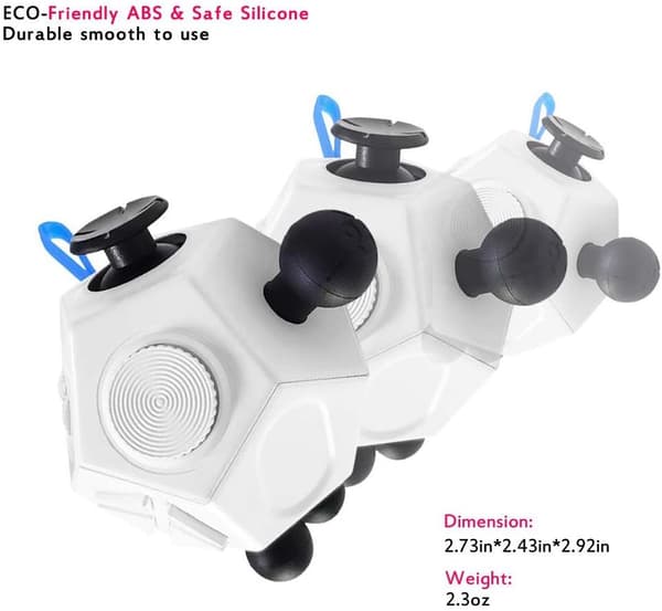 12-sidet Fidget Dodekaeder - Stress- og Angstdemping - For Alle Aldre (Hvit)