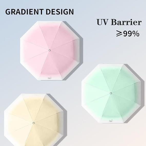 Mini-reseparasoll för handväska, litet kompakt UV-parasoll, lätt bärbart vindresistent paraply, gradient beige