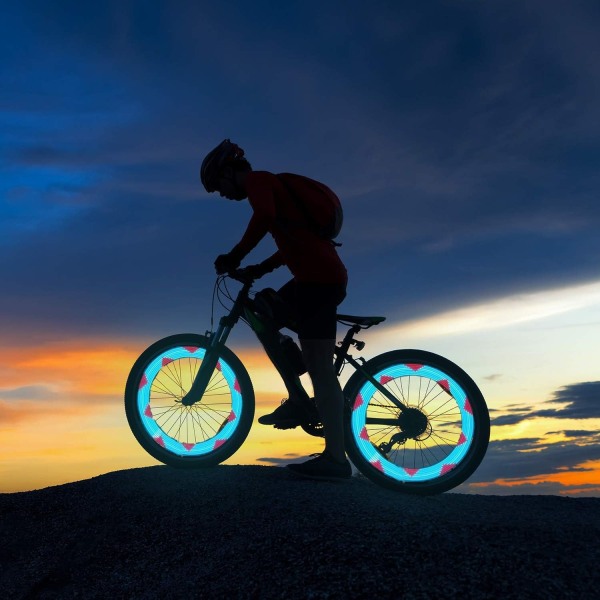 Cykelhjulsljus, LED vattentät cykelekerljus, ljusa säkerhetsdäckljus med automatisk ON/OFF, landsvägscyklar/hybridcykel/hopfällbar cykel