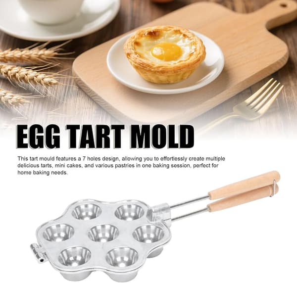Eggterte og minikakeform – Gjenbrukbar 7-hulls bakeform i aluminium og karbonstål for eggterter, ostekaker og desserter