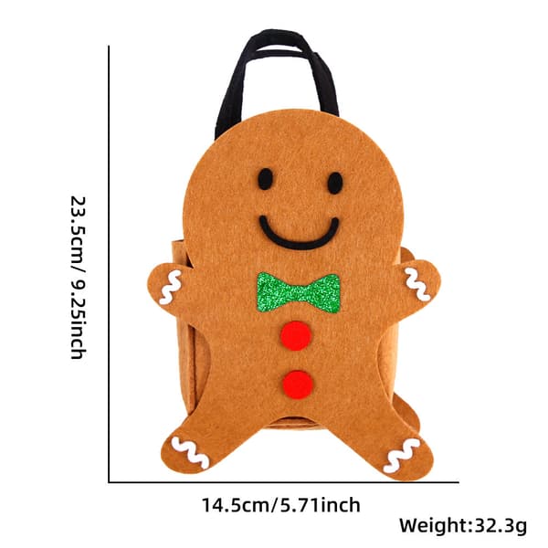 Filt Julkasse Jultomte Äppelpåse Julgransprydnad Tecknad Älg Godispåse Pepparkaksgubbe Gingerbread Man