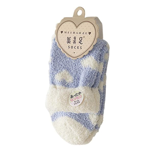 Hjerteprintede fluffy senge-strømper til damer, bløde varme lounge-tøfler fleece-strømper til vinteren - 6 farver 6 Colors 6 Pairs