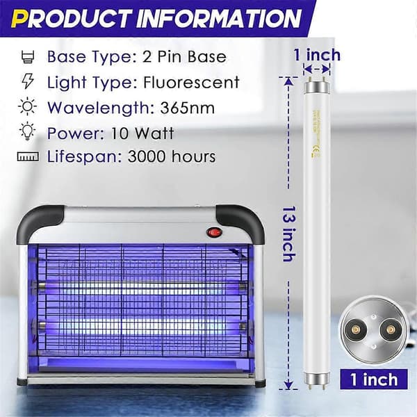 10-pack Replacement Bulbs for Insect Killer 10W for 20W Indoor Insect Killer, BL T8 F10W 33 cm Light Tu