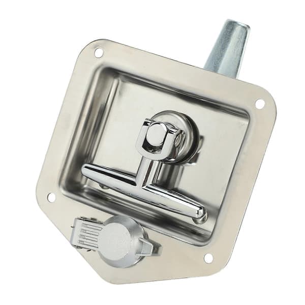 Foldable T-handle Lock in Stainless Steel with Key Set for Truck Trailer, Toolbox, Electrical Cabinet