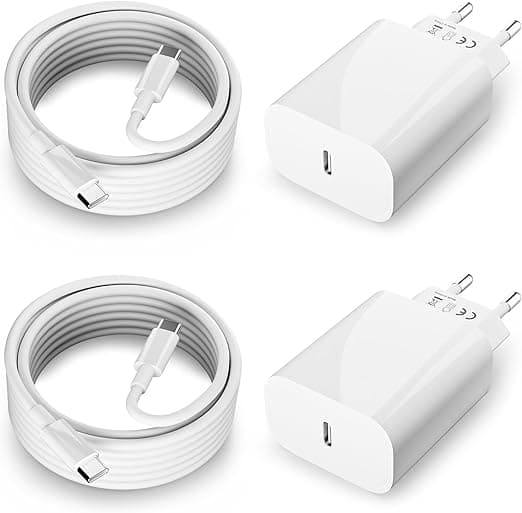 2-pakning 20W USB C-lader Ladekabel for iPhone-serien, iPad Strømadapter, USBC Adapter Hurtiglader med 2M USB C Hurtigladekabel