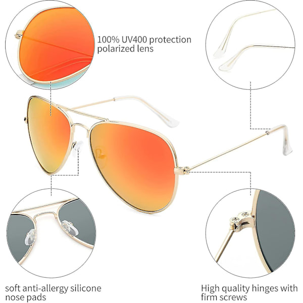 Solbriller til mænd og kvinder Aviator Polariseret Metal