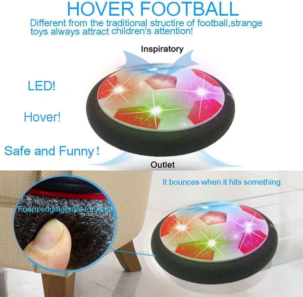 Fargerike LED-lys Fotball Hover Leker, Den morsomste og kuleste gaven Bursdagsgave 4-9 år gutt (Rød)