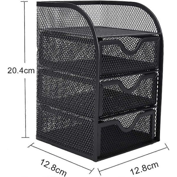 Mesh Desk Organizer with 3 Small Drawers, Desk Organizer, Office Supplies Holder