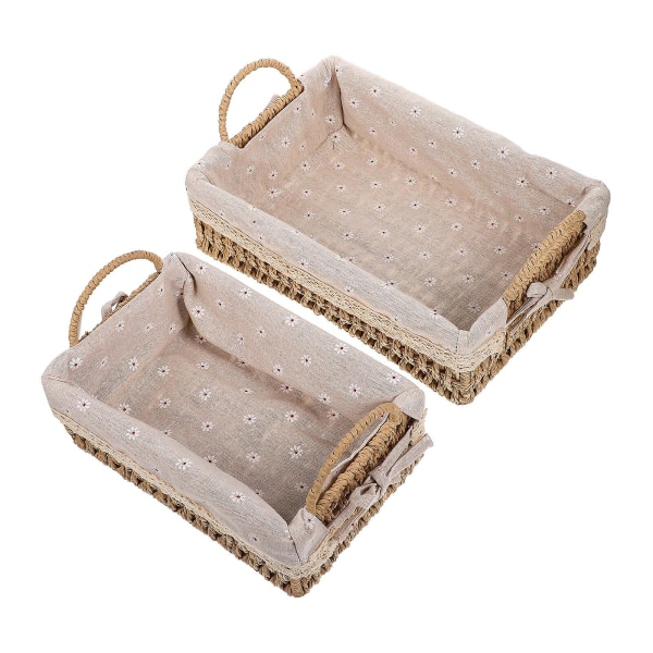 1 Sett Vevd Skrivebordskurv Snacks Diverse Oppbevaringskurv Badkurv Hjemmetilbehør Khaki 31X21X10CM Khaki 31X21X10CM