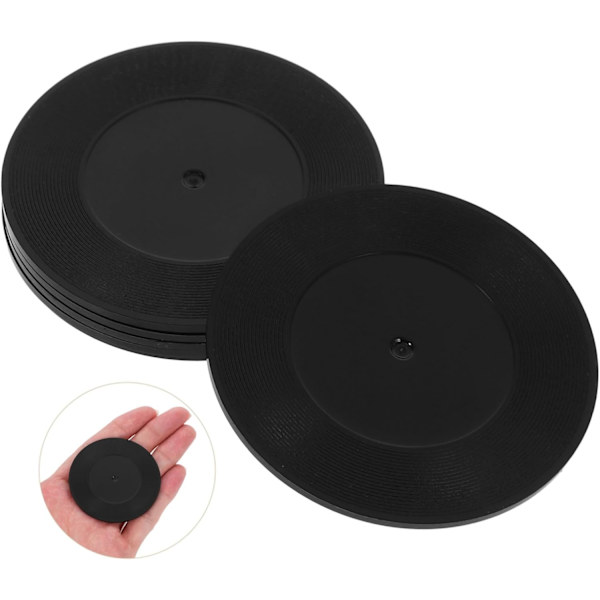 Boho Style 6pcs Retro Vinyl Coasters Drink Coasters Set Non-Slip Bottom for Pub Table