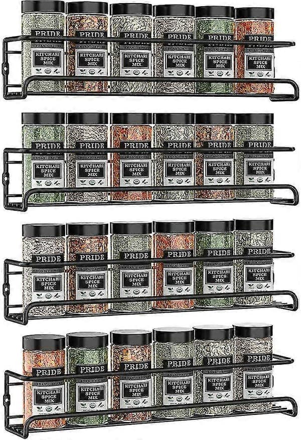 4-pack Kitchen Shelf Spice Rack Wall Mounted Storage Organizer Cabinet Stand