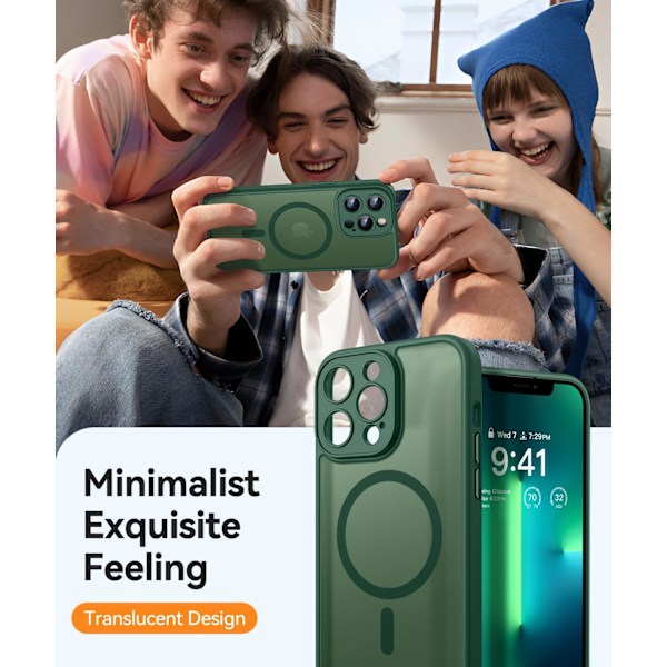 Magnetiskt skal för iPhone 16 Pro Max med fullständigt kameraskydd [MagSafe-kompatibelt] [Transparent matt] Skyddande mobilskal, Deep Purple G Deep G Deep Green iPhone 13 Pro Max