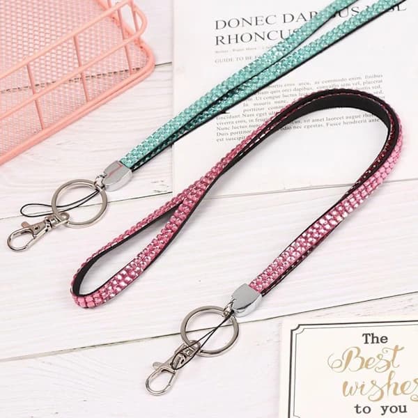 Bling Kristall Nyckelband Strass ID Nyckelband VIT vit