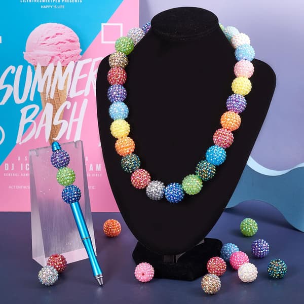100 st 20 mm julstrasspärlor runda tuggummi Crystal-Mixed 20mm