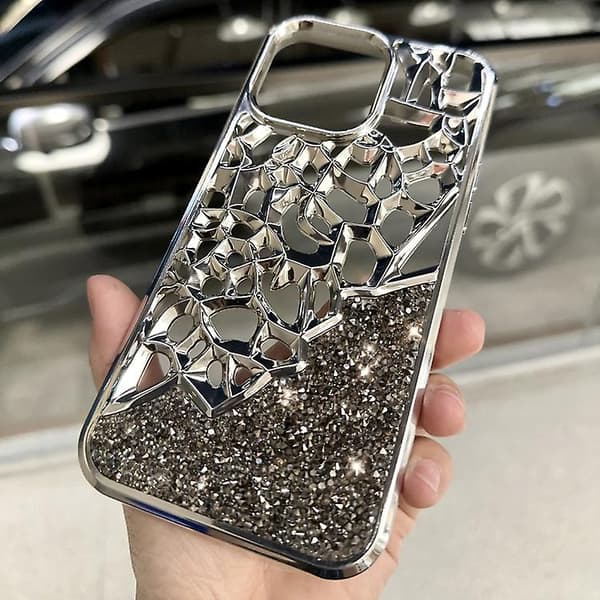 For iPhone 14 Pro Diamond Style Hollow Heat Dissipation Electroplated TPU Phone Case