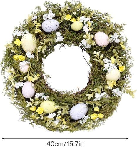 Easter Wreath 36 cm Easter Egg Wreath for Front Door Spring Wreath with Mixed