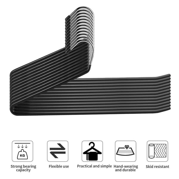 Metal trouser hangers with open design – 10-pack