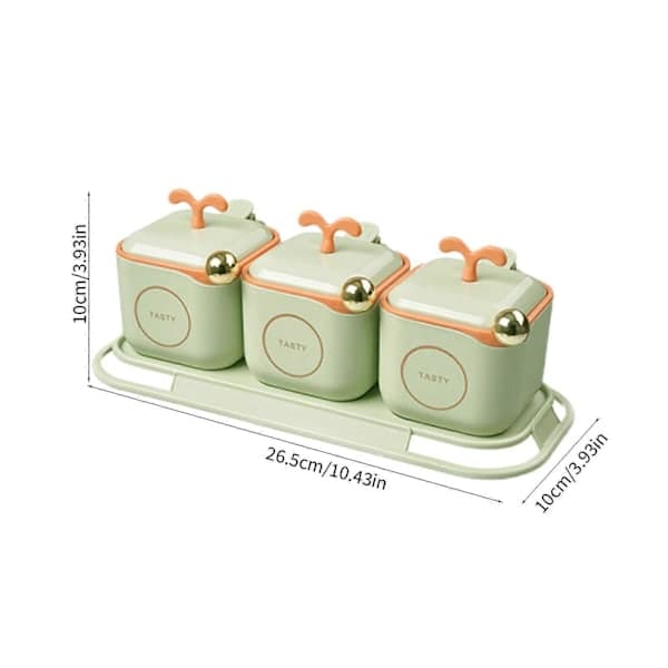Spice Box Spice Jar Set With Lid Comes With Spice Spoon Spice Container 3-Piece Set Suitable For Kitchen Counters Food Storage