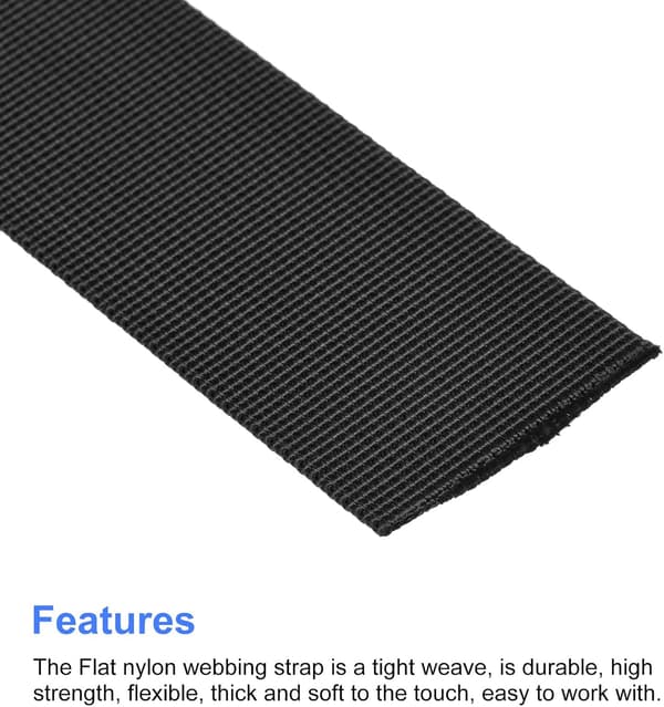 Flad Nylon Webbing Rem 1,5 Tommer 10 Yards Sort til Rygsæk Sort 1,5 Tommer Black
