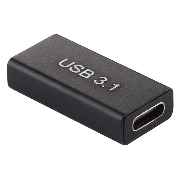Typ-C / USB-C naaras–USB 3.0 naaras -alumiiniseosadapteri (musta)