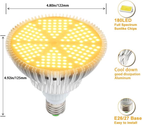 120W Fullspektrum LED Vekstlys 180LEDs Hagelampe E27-FF-