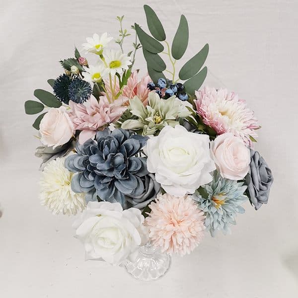 Brudebukett med blomster til bryllup blå blue