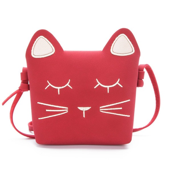 2ST Söt kattväska Leopard Crossbody-väska Mini-axelväska Handväskor för barn Kvinnor Tonåringar Flickor-svart+röd