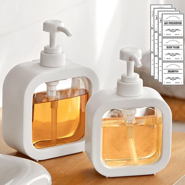2-pack Soap Dispenser, Refillable Kitchen and Bathroom Soap Dispenser, with Waterproof Label, 300ML