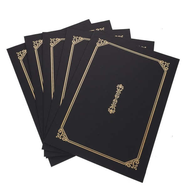 5 st guldstämplande dokumentomslag Certifikathållare DiplomhållareSvart30,5X22,5cm Black 30.5X22.5cm