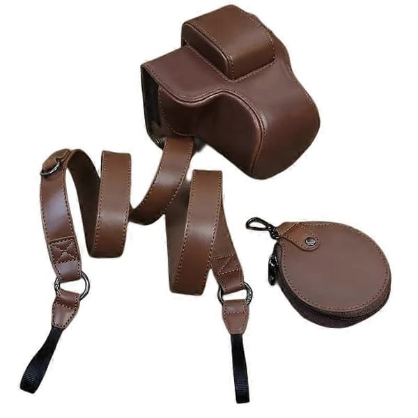 f3K PU Leather Camera Bag for Canon EOS R50 R100 with Battery Opening O5u Design Camera Protector with Strap
