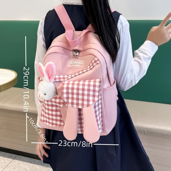 Chic Rosa Nylon Ryggsäck för Kvinnor - Justerbara Remmar, Dragkedja, Polyesterfoder, Trendig College-stil, Enfärgad [DB] Rosa Pink