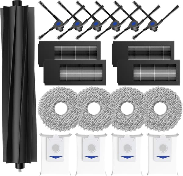19-delt tilbehørssæt til Ecovacs robotstøvsuger Deebot X2 Omni/ X2/ X2 Pro, hovedbørste, tilbehørssæt osv.