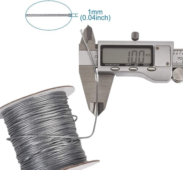 85 Yards/rull 1 mm koreansk vokset polyestertråd for Kumihimo fletteskive smykkefremstilling, knyting, grå