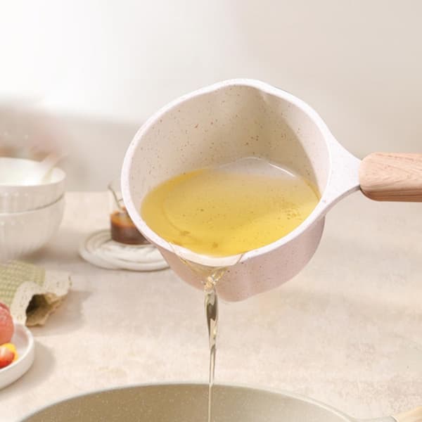 Mini Aluminum Saucepan Kitchen Pot with Double Pour Spouts Deep Design White Easy to Handle