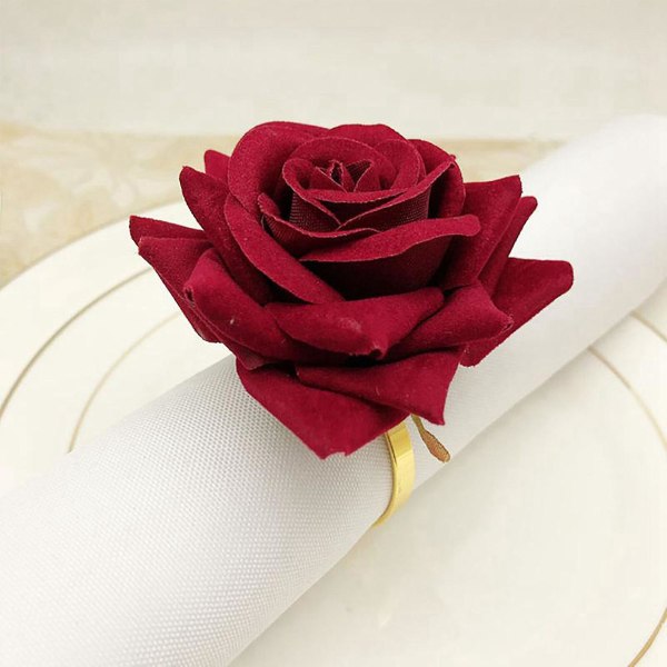 36 Pcs Red Shape Towel Buckle Napkin Ring Wedding Party Valentine's Day Hotel Table Decor Metal Gol