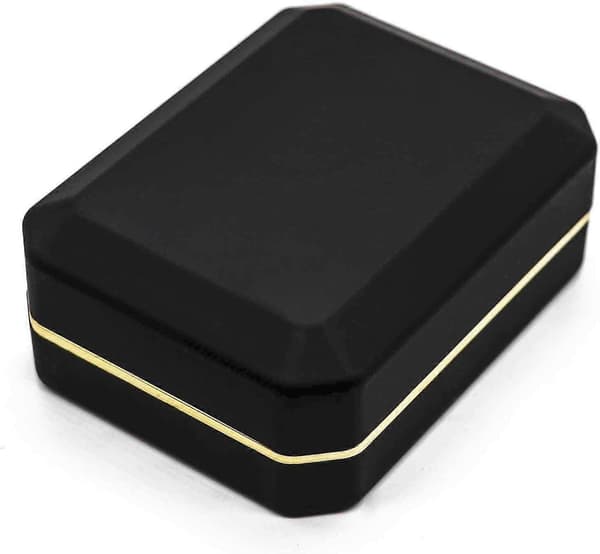 Luxury Pendant Box, Velvet Jewelry Box Storage Case Organizer Holder with LED Light, Black