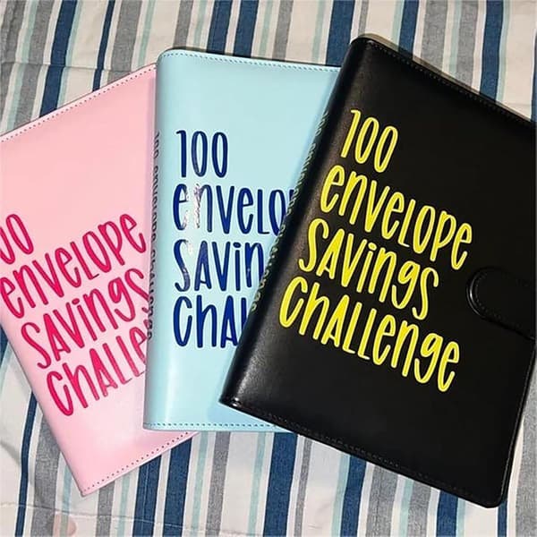 100 Envelope Challenge Binder Easy and Way to Save, Savings Challenge Binder, Budget Binder with Cash Envelopes (Pink)
