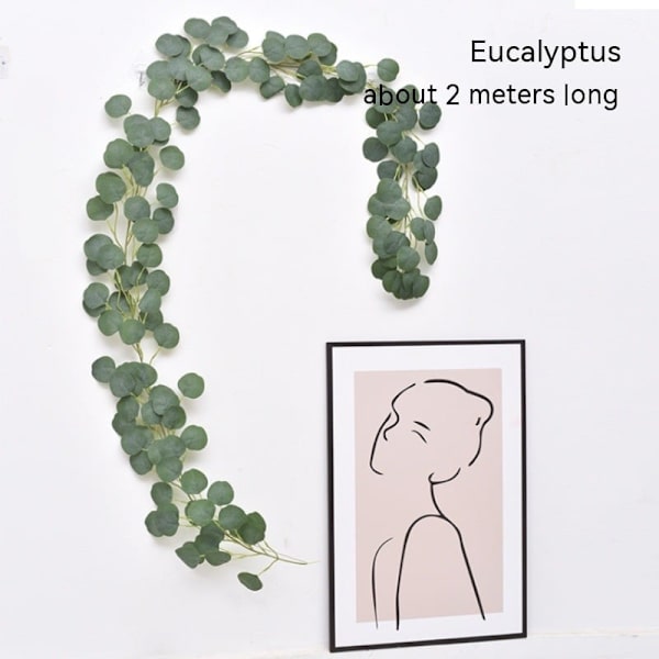 2M Eucalyptus Grønt Eucalyptus, Silke Grønt Eucalyptus Blade Ranker, Falsk Eucalyptus med Falske Blade