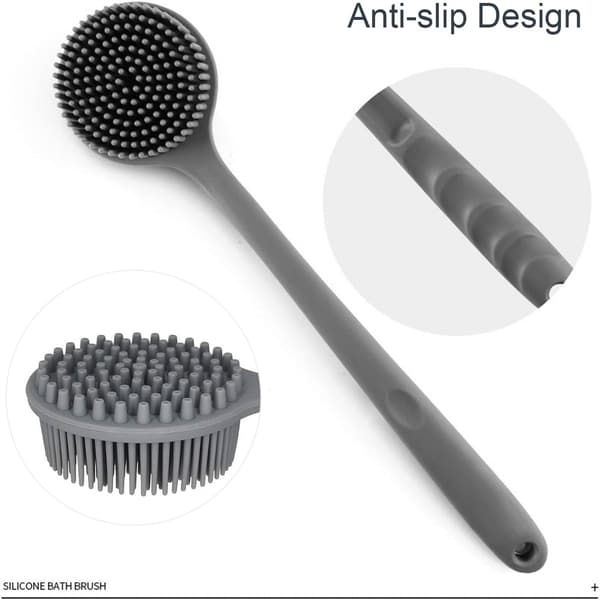 Long-handled Silicone Bath Brush, Non-slip Shower Brushes, Back Brush, Shower Scrubber and Back Washer