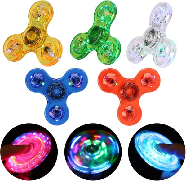 LED Fidget Spinners - Lysande Partygåvor & Stressreducerande Leksaker - Påskpresenter för Barn 5-Pack