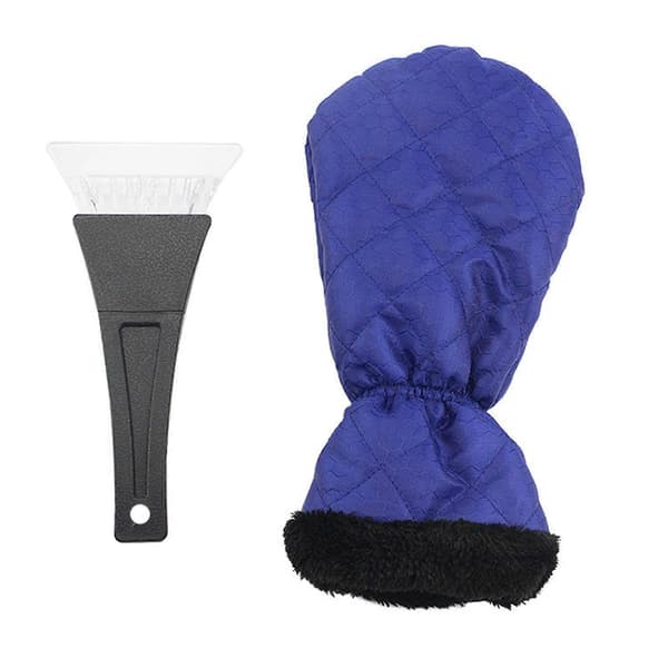 Ice Scraper Mitten Windshield Snow Scraper Gloves Waterproof Snow Removal Tool with Shovel for Home Car Window Windshield Blue